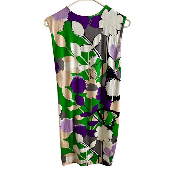 Diane Von Furstenberg sleeveless‎ Green And Purple Floral Pullover Dress Size 2 - Picture 2 of 9